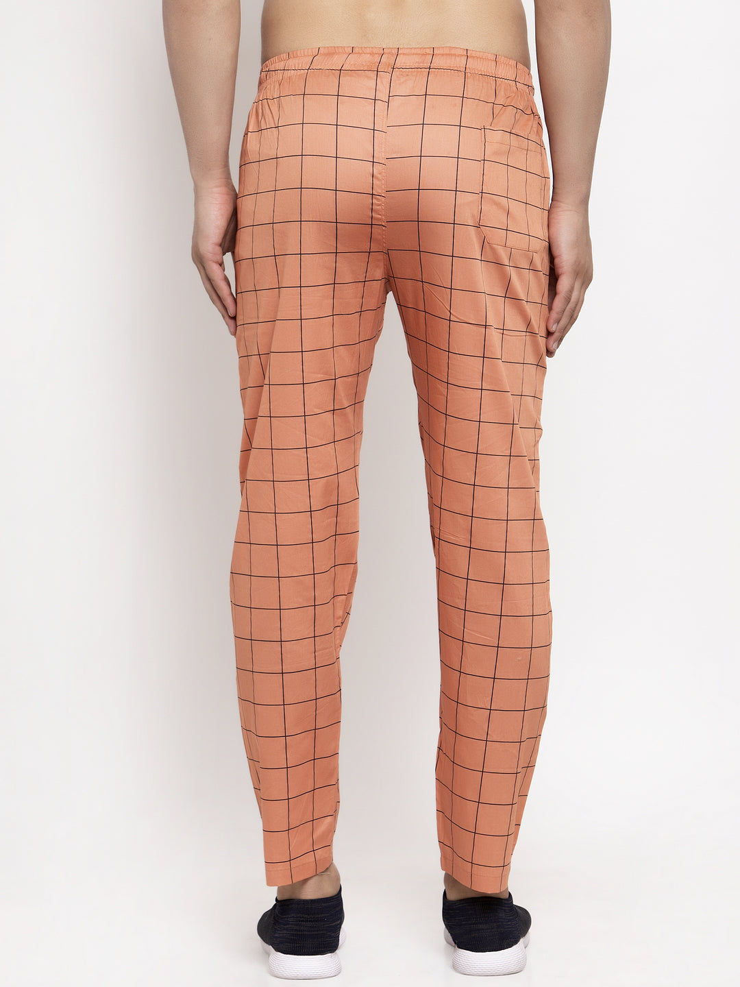 Jainish Men's Orange Checked Cotton Track Pants ( JOG 012Orange ) - Distacart