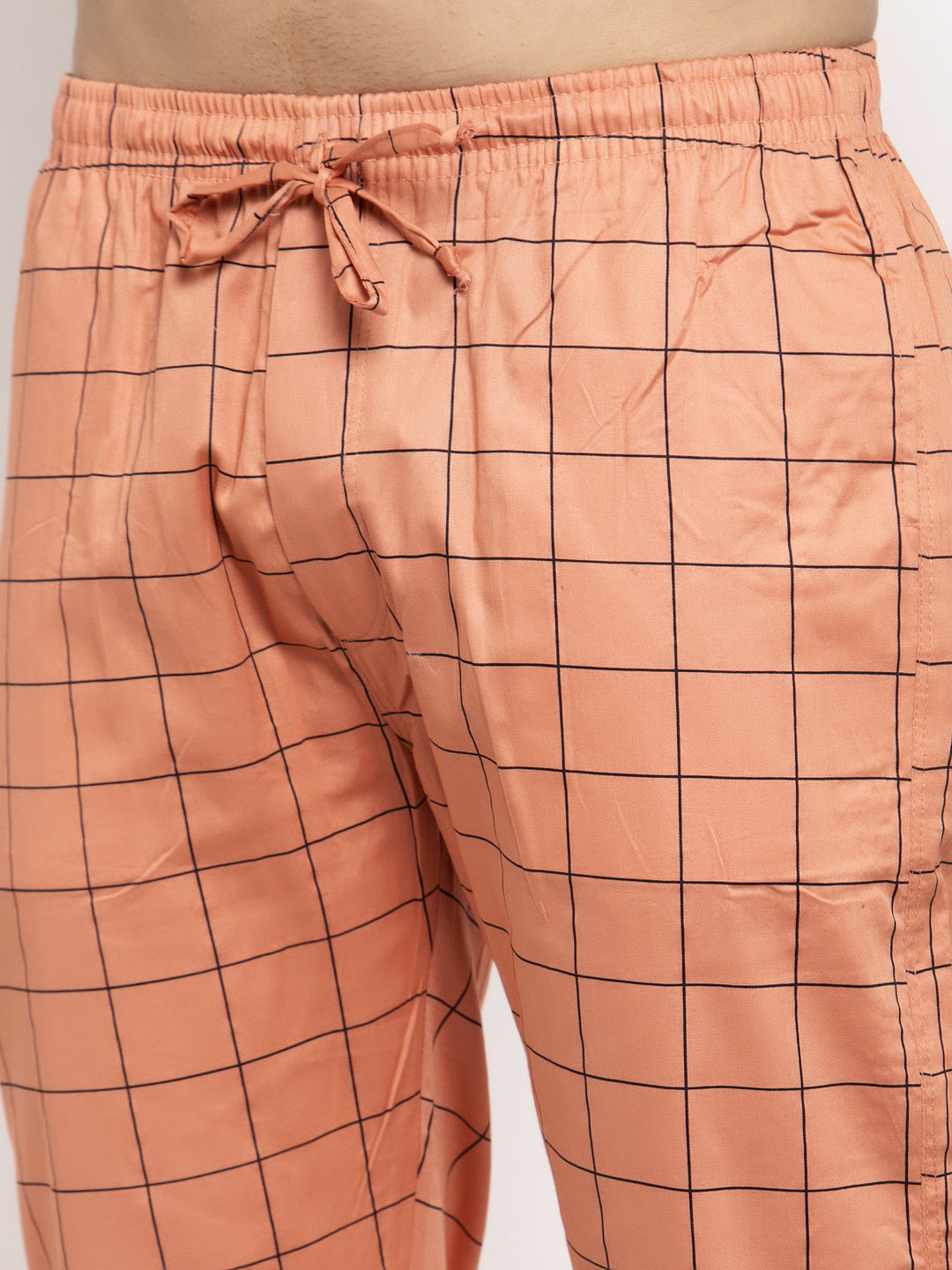 Jainish Men's Orange Checked Cotton Track Pants ( JOG 012Orange ) - Distacart