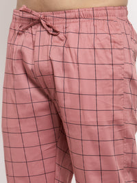 Thumbnail for Jainish Men's Peach Checked Cotton Track Pants ( JOG 012Peach ) - Distacart