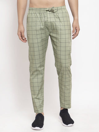 Jainish Men's Green Checked Cotton Track Pants ( JOG 012Pista ) - Distacart