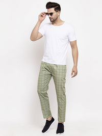 Thumbnail for Jainish Men's Green Checked Cotton Track Pants ( JOG 012Pista ) - Distacart