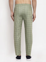 Thumbnail for Jainish Men's Green Checked Cotton Track Pants ( JOG 012Pista ) - Distacart