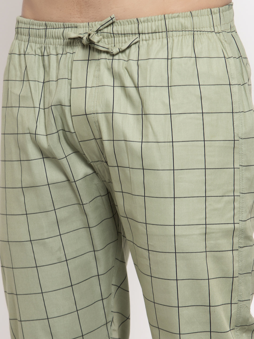 Jainish Men's Green Checked Cotton Track Pants ( JOG 012Pista ) - Distacart