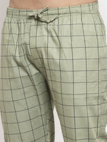 Thumbnail for Jainish Men's Green Checked Cotton Track Pants ( JOG 012Pista ) - Distacart