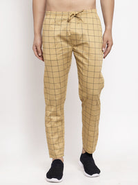 Thumbnail for Jainish Men's Rust Checked Cotton Track Pants ( JOG 012Rust ) - Distacart
