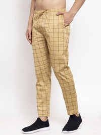 Thumbnail for Jainish Men's Rust Checked Cotton Track Pants ( JOG 012Rust ) - Distacart
