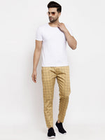 Thumbnail for Jainish Men's Rust Checked Cotton Track Pants ( JOG 012Rust ) - Distacart