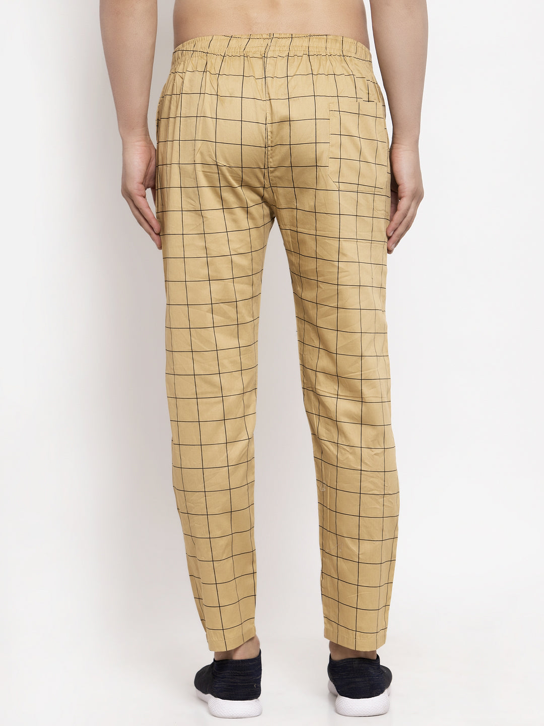 Jainish Men's Rust Checked Cotton Track Pants ( JOG 012Rust ) - Distacart