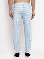 Thumbnail for Jainish Men's Blue Checked Cotton Track Pants ( JOG 012Sky ) - Distacart
