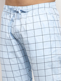 Thumbnail for Jainish Men's Blue Checked Cotton Track Pants ( JOG 012Sky ) - Distacart