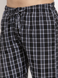 Thumbnail for Jainish Men's Black Checked Cotton Track Pants ( JOG 013Black ) - Distacart