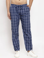 Thumbnail for Jainish Men's Blue Checked Cotton Track Pants ( JOG 013Blue ) - Distacart