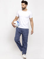 Thumbnail for Jainish Men's Blue Checked Cotton Track Pants ( JOG 013Blue ) - Distacart
