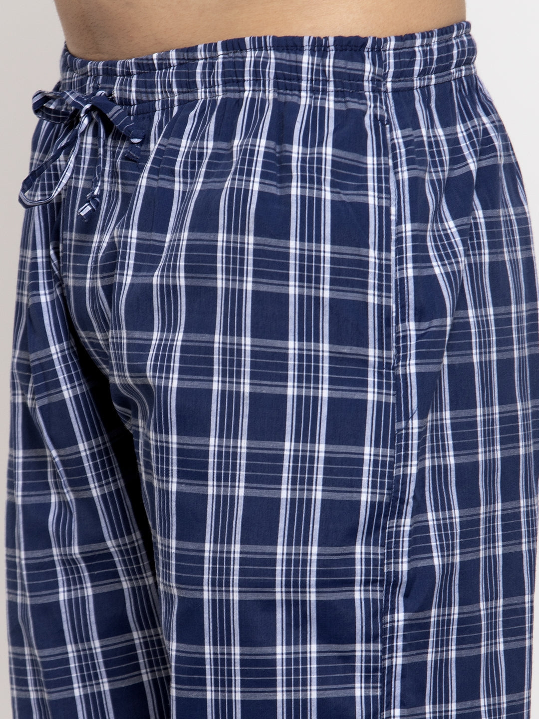 Jainish Men's Blue Checked Cotton Track Pants ( JOG 013Blue ) - Distacart