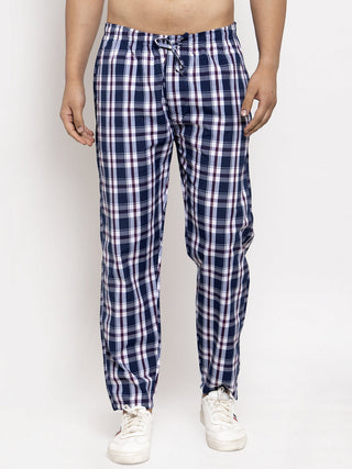 Jainish Men's Navy Blue Checked Cotton Track Pants ( JOG 013Navy-Blue ) - Distacart