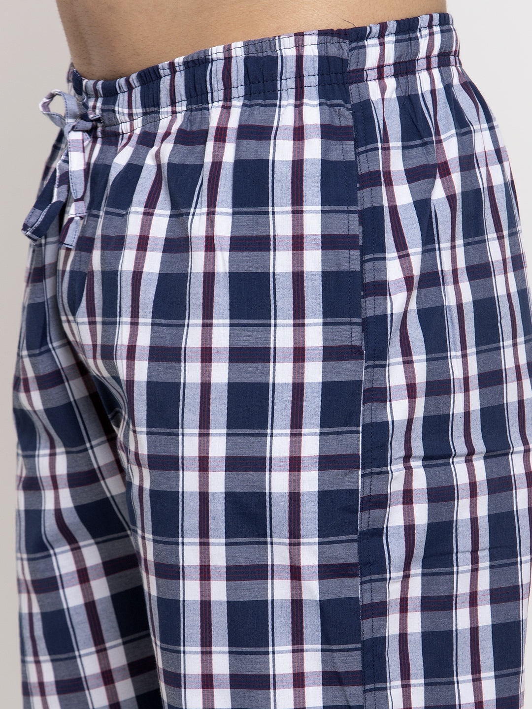 Jainish Men's Navy Blue Checked Cotton Track Pants ( JOG 013Navy-Blue ) - Distacart