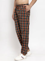 Thumbnail for Jainish Men's Orange Checked Cotton Track Pants ( JOG 013Orange ) - Distacart