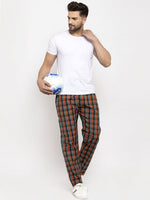 Thumbnail for Jainish Men's Orange Checked Cotton Track Pants ( JOG 013Orange ) - Distacart