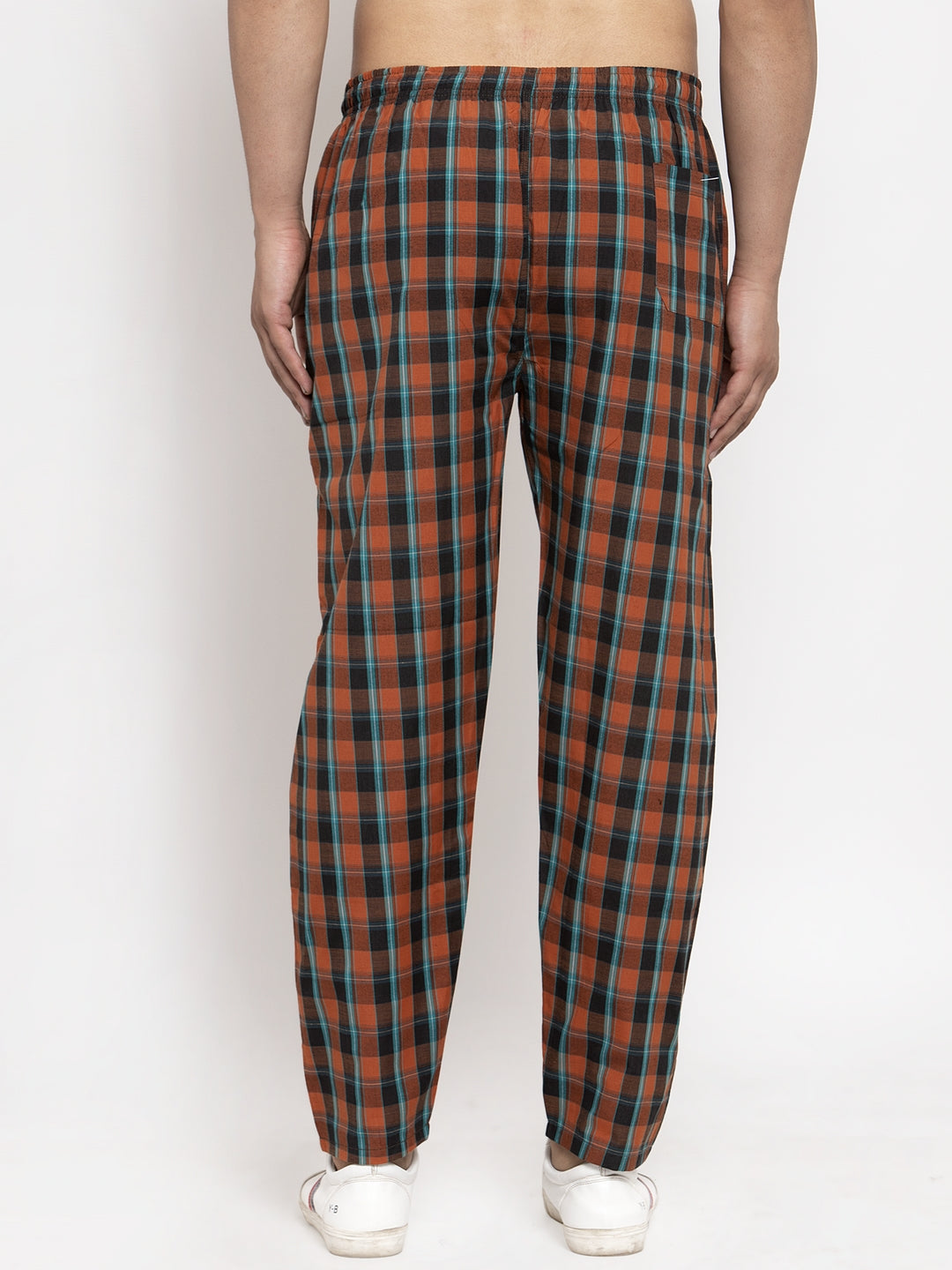 Jainish Men's Orange Checked Cotton Track Pants ( JOG 013Orange ) - Distacart