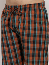 Thumbnail for Jainish Men's Orange Checked Cotton Track Pants ( JOG 013Orange ) - Distacart