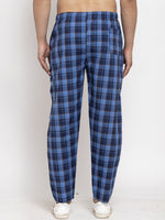 Thumbnail for Jainish Men's Blue Checked Cotton Track Pants ( JOG 013Royal-Blue ) - Distacart