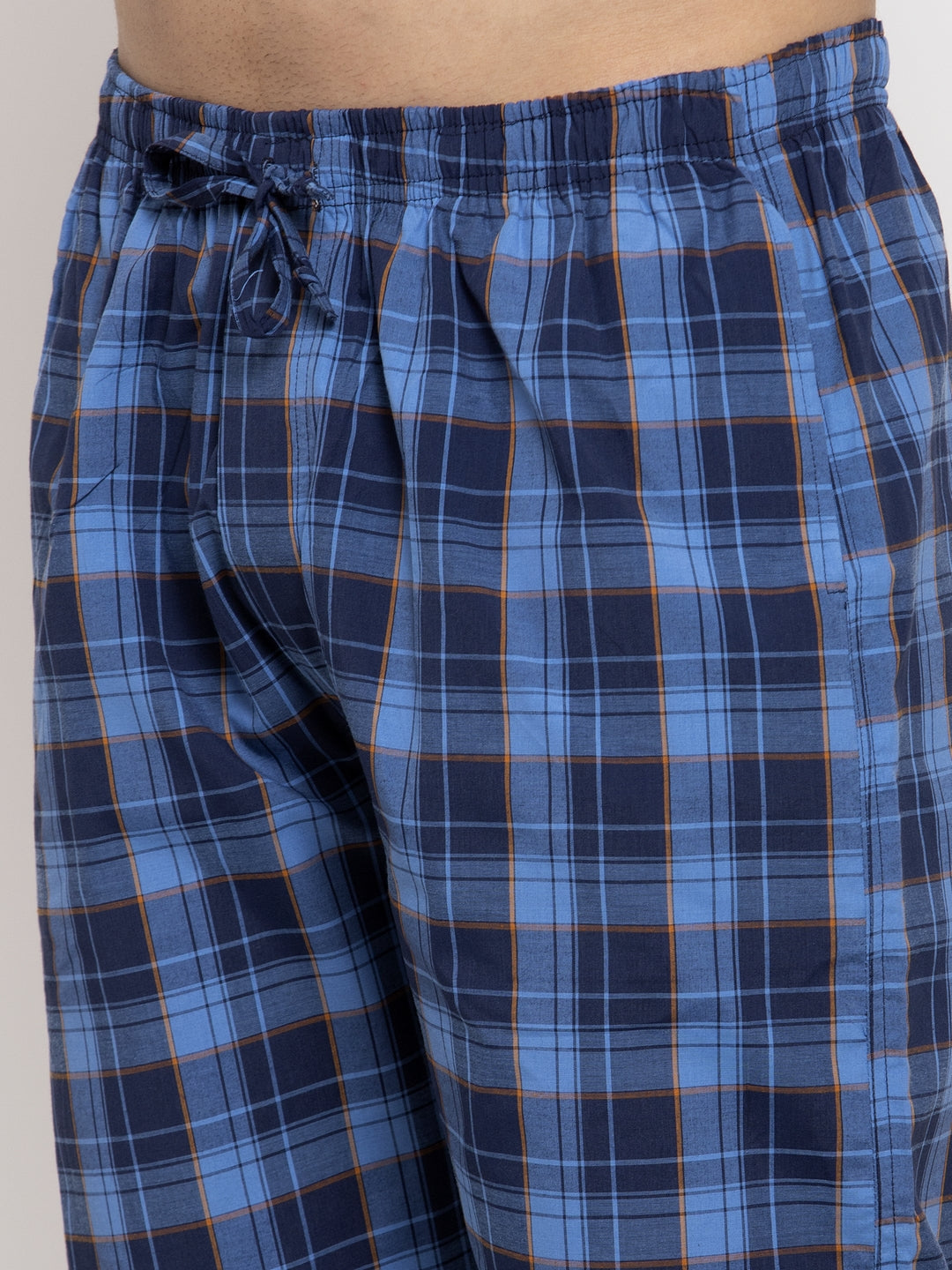 Jainish Men's Blue Checked Cotton Track Pants ( JOG 013Royal-Blue ) - Distacart