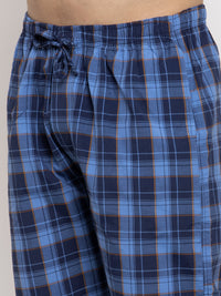 Thumbnail for Jainish Men's Blue Checked Cotton Track Pants ( JOG 013Royal-Blue ) - Distacart