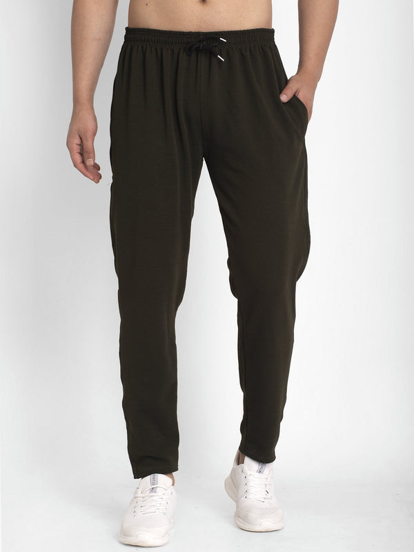 Jainish Men's Olive Solid Track Pants ( JOG 014Olive ) - Distacart
