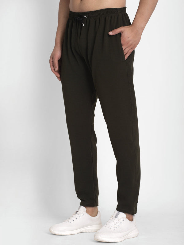 Jainish Men's Olive Solid Track Pants ( JOG 014Olive ) - Distacart