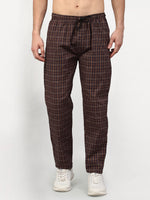 Thumbnail for Jainish Men's Brown Cotton Checked Track Pants ( JOG 015Brown ) - Distacart