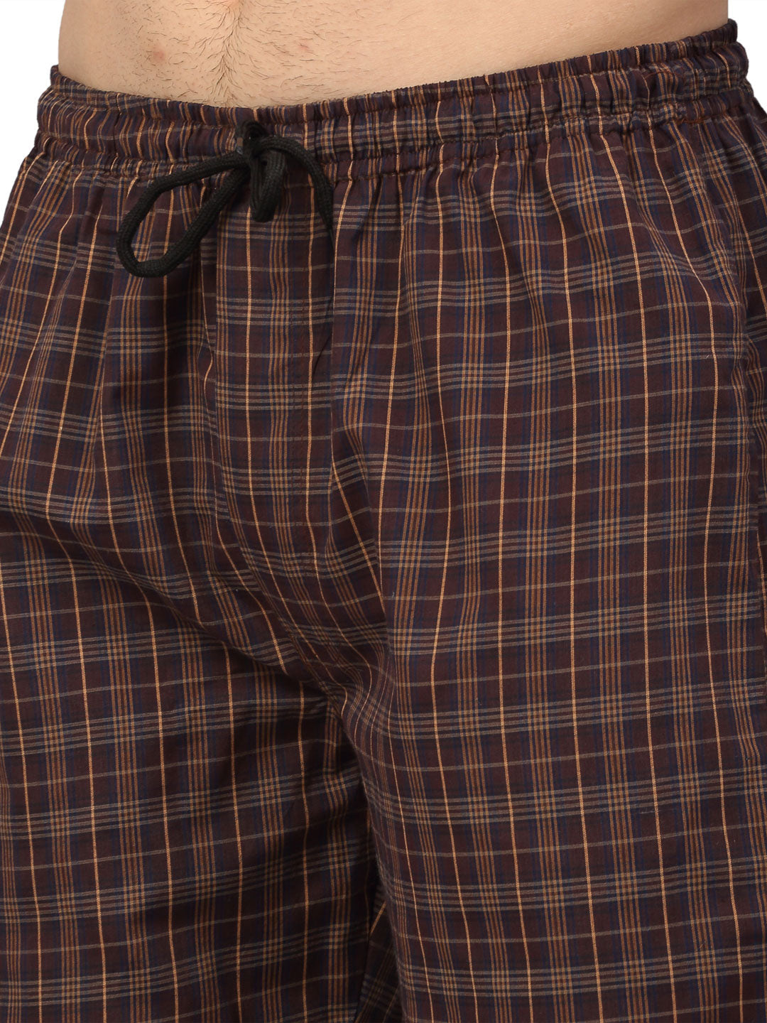 Jainish Men's Brown Cotton Checked Track Pants ( JOG 015Brown ) - Distacart