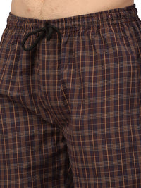 Thumbnail for Jainish Men's Brown Cotton Checked Track Pants ( JOG 015Brown ) - Distacart