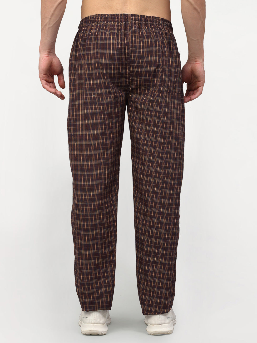 Jainish Men's Brown Cotton Checked Track Pants ( JOG 015Brown ) - Distacart