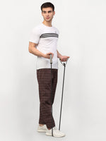 Thumbnail for Jainish Men's Brown Cotton Checked Track Pants ( JOG 015Brown ) - Distacart