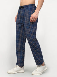 Thumbnail for Jainish Men's Navy Blue Cotton Checked Track Pants ( JOG 015Navy ) - Distacart
