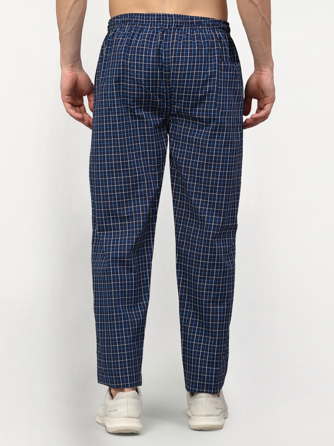 Jainish Men's Navy Blue Cotton Checked Track Pants ( JOG 015Navy ) - Distacart
