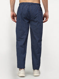 Thumbnail for Jainish Men's Navy Blue Cotton Checked Track Pants ( JOG 015Navy ) - Distacart