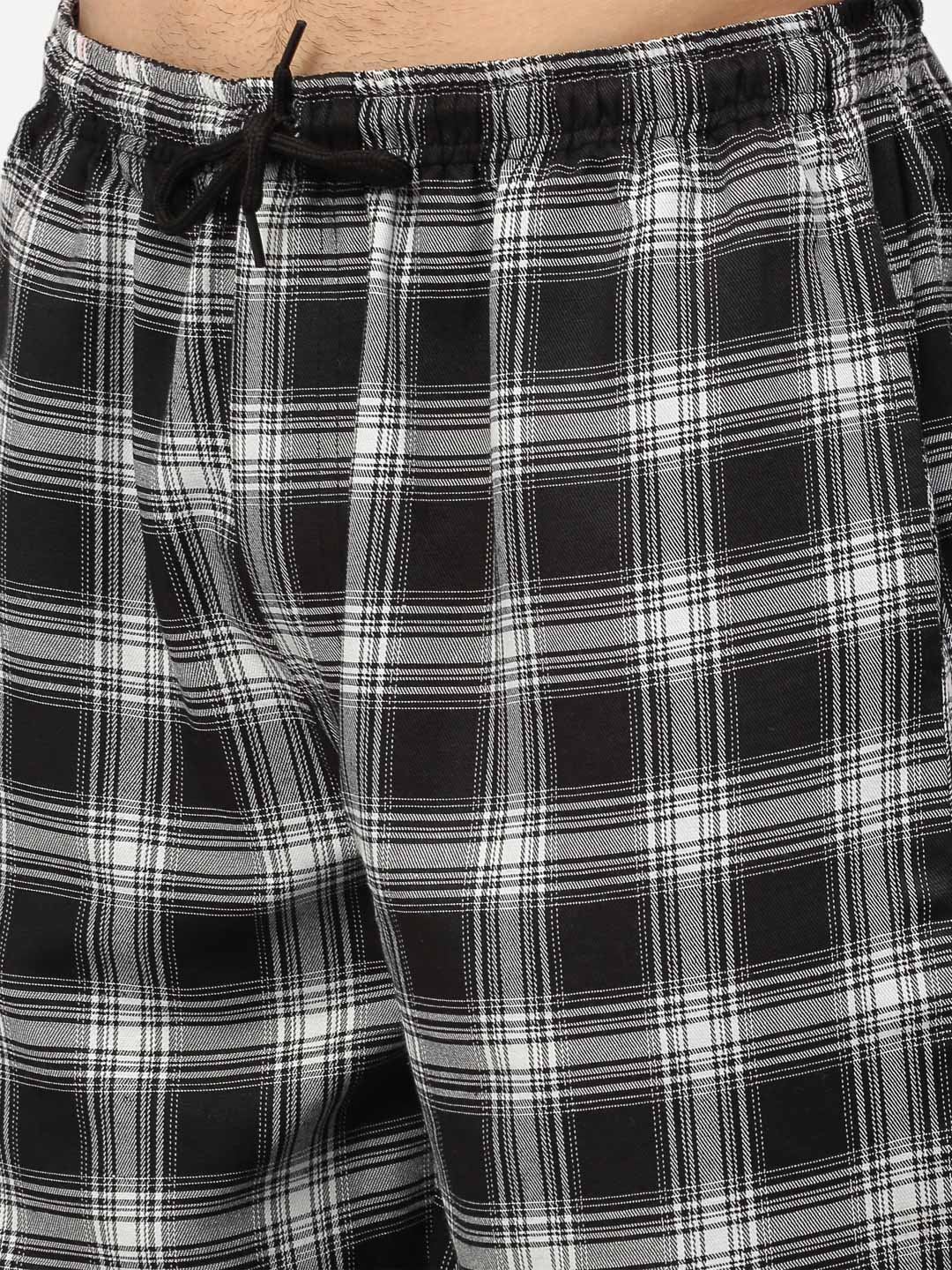Jainish Men's Black Cotton Checked Track Pants ( JOG 016Black ) - Distacart