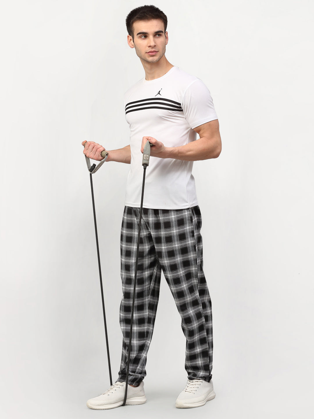 Jainish Men's Black Cotton Checked Track Pants ( JOG 016Black ) - Distacart