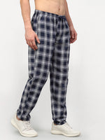 Thumbnail for Jainish Men's Navy Blue Cotton Checked Track Pants ( JOG 016Navy ) - Distacart