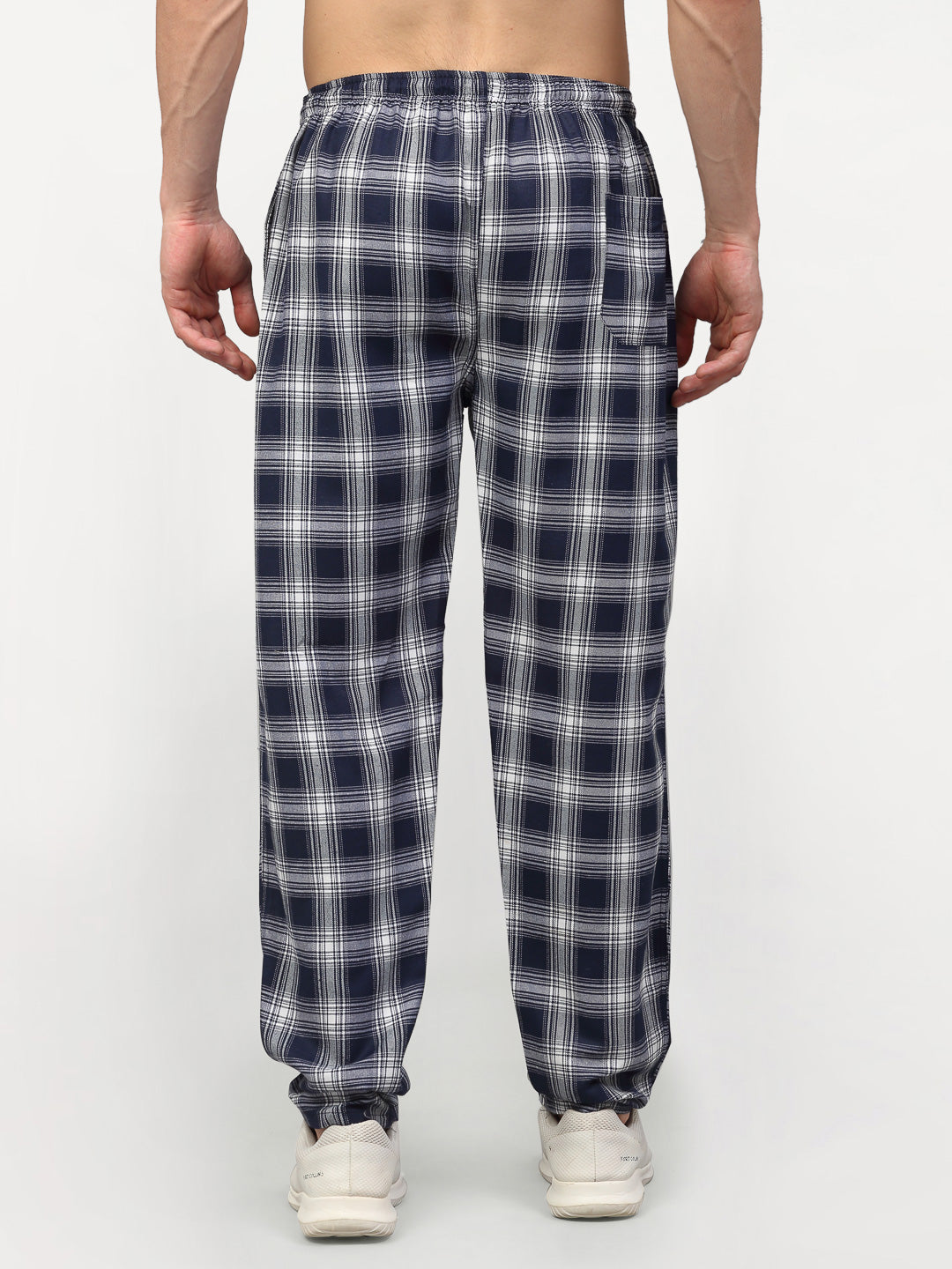 Jainish Men's Navy Blue Cotton Checked Track Pants ( JOG 016Navy ) - Distacart