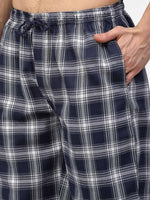 Thumbnail for Jainish Men's Navy Blue Cotton Checked Track Pants ( JOG 016Navy ) - Distacart