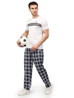 Thumbnail for Jainish Men's Navy Blue Cotton Checked Track Pants ( JOG 016Navy ) - Distacart