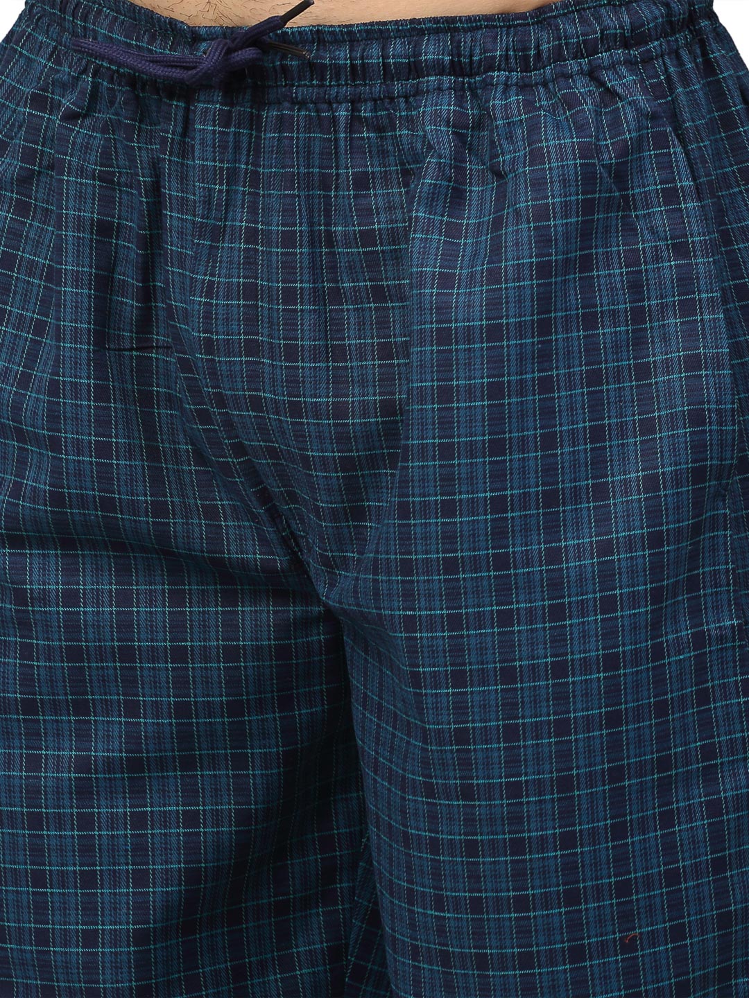 Jainish Men's Blue Cotton Checked Track Pants ( JOG 017Blue ) - Distacart