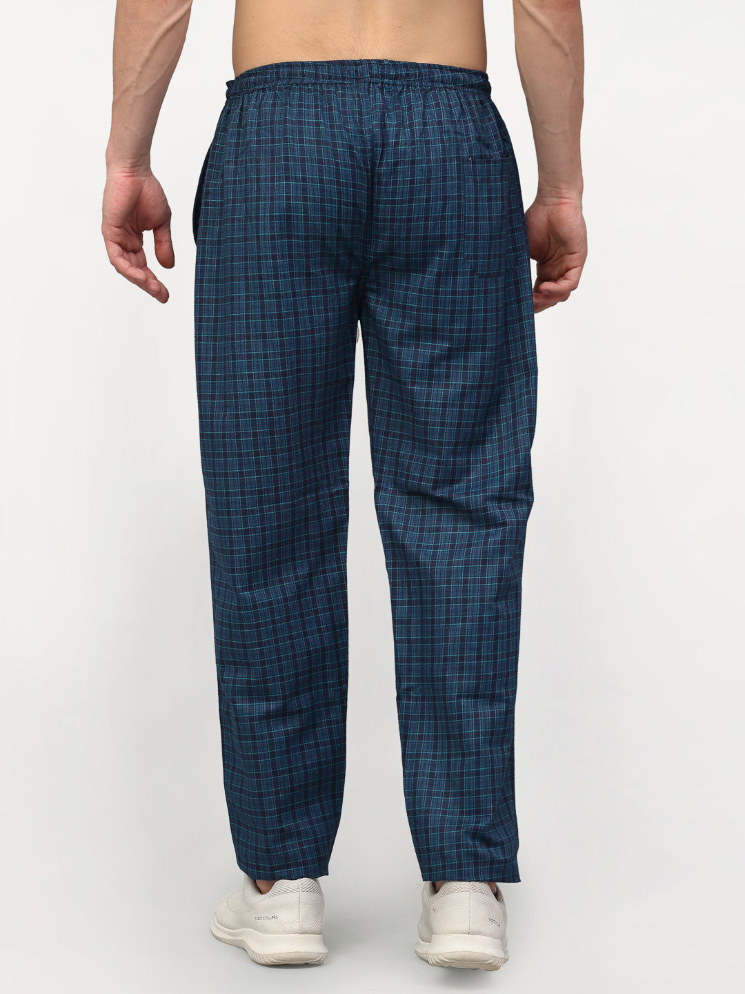 Jainish Men's Blue Cotton Checked Track Pants ( JOG 017Blue ) - Distacart