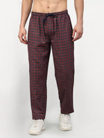 Thumbnail for Jainish Men's Maroon Cotton Checked Track Pants ( JOG 017Maroon ) - Distacart