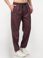Thumbnail for Jainish Men's Maroon Cotton Checked Track Pants ( JOG 017Maroon ) - Distacart
