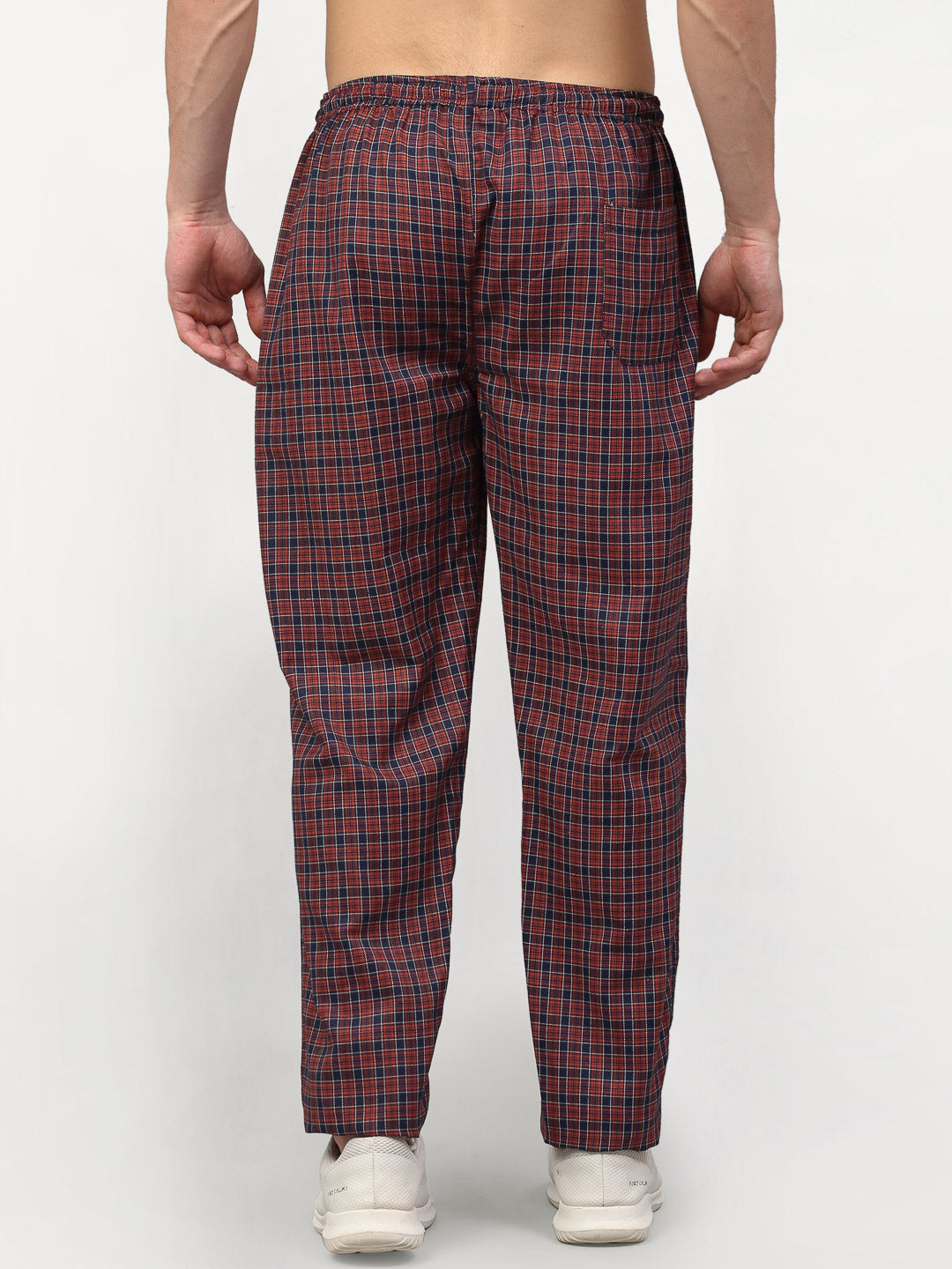 Jainish Men's Maroon Cotton Checked Track Pants ( JOG 017Maroon ) - Distacart