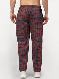 Thumbnail for Jainish Men's Maroon Cotton Checked Track Pants ( JOG 017Maroon ) - Distacart