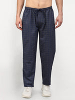Thumbnail for Jainish Men's Navy Blue Cotton Checked Track Pants ( JOG 017Navy-Grey ) - Distacart